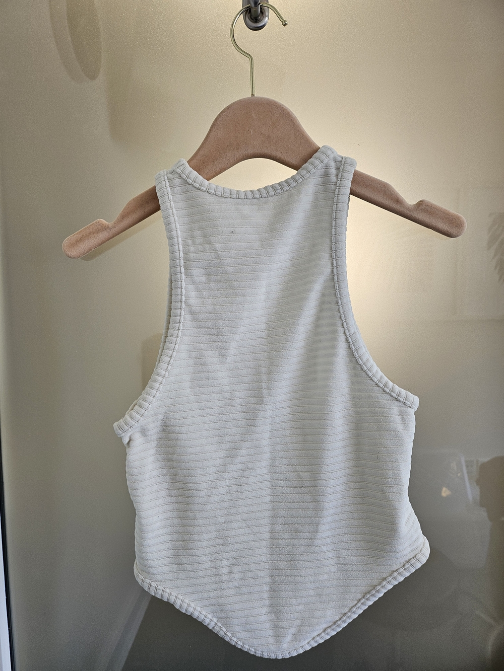 Women’s Ribbed Racerback Tank Top - Cream - Picture 3 of 5